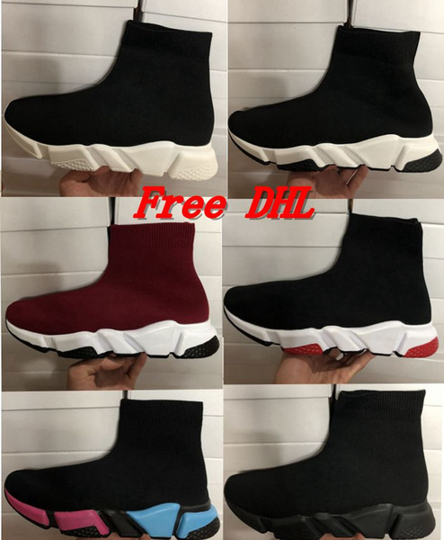 Free DHL Original quality+With box 2018 New Speed stretch-knit Mid women men Casual shoes shoes Speed training knit Mid black sneakers