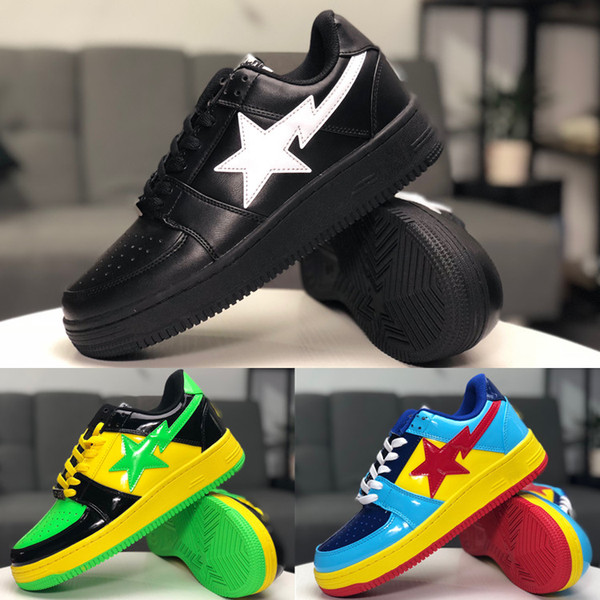 [Original Box] classical restoration Skate shoes Footsoldier BAPESTA Leather spliced sports shoes High Quality Mans Womans Shoes Size 36-45