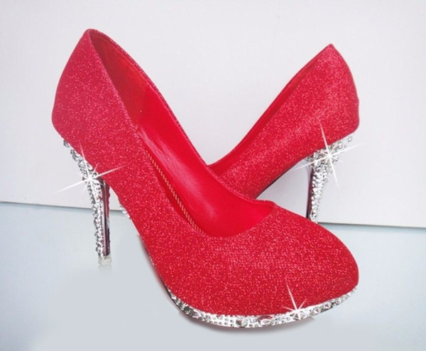 Glitter Wedding Shoes Bridal Evening Party Crystal Red Bottom High Heels Women Shoes Sexy Women's Pumps Bridal Shoes