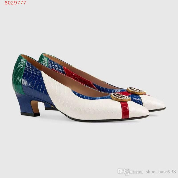 2019 new women dress shoes classical style White and meihs High-end custom High-end printed high-heeled shoes Delicate fashion