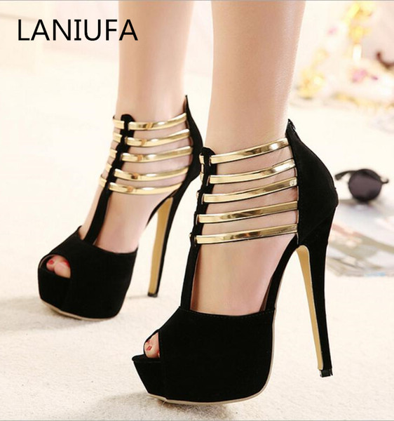 Dress New Women High Heels Sandals Shoes Women Platform Thin Heels Peep Toe Pumps Dress Wedding Women Shoes Mujer Plus Size 35-44 #034