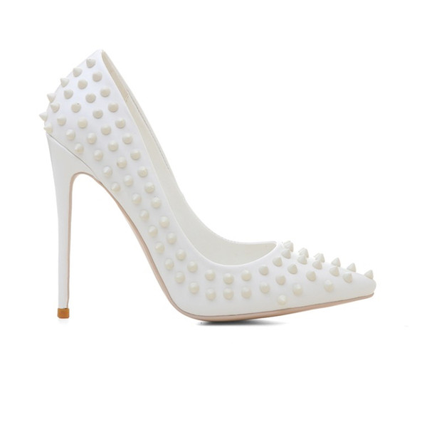 2019 new lady's Fashion High Heel Lady's Shoe Party/wedding/dance sexy white high heeled shoes with rivet