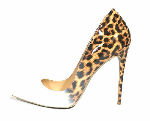 Top Quality Leopard Gradual Change Color Women Red Bottom Pumps Pointed Toe Thin High Heels 2017 New Fashion Luxury Women Shoes