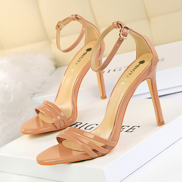 Sexy Sandals Women Pumps Heels PU Leather Open Toe Thin High Heels Festival Party Wedding Shoes Formal Pumps Sandals GWS209