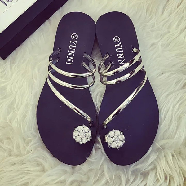 Summer new flower flat rubber thong sandals and slippers sandals girls sandals student shoes WOMEN SHOES