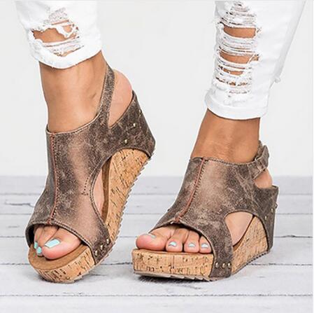 Sandalias de las mujeres 2018 plataforma Sandalias cuñas zapatos para las mujeres tacones Sandalias Mujer Zapatos de verano Zapatos de cuña