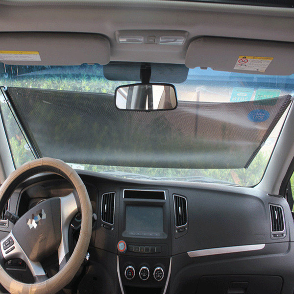 45*125 CM Universal Car Sunshade Roller Blind Mesh Summer Insulation Telescopic Sun Block Sunscreen PVC Protect Car