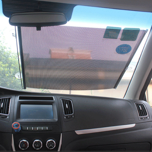 68*125 CM Universal Car Sunshade Roller Blind Mesh Summer Insulation Telescopic Sun Block Sunscreen PVC Protect Car
