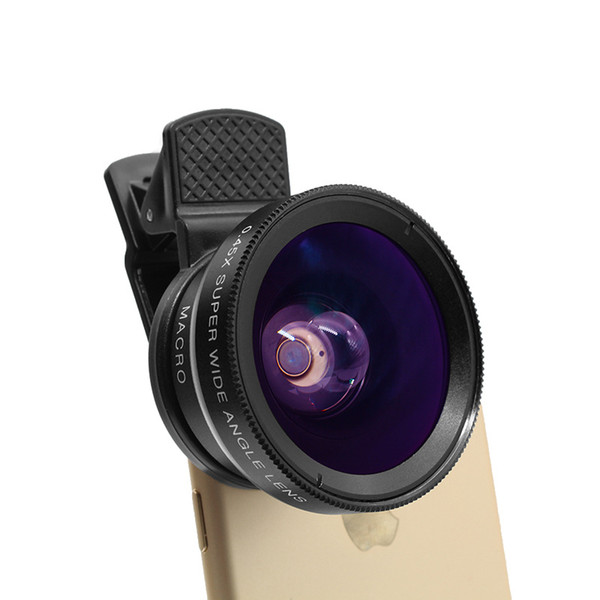 Mobile Phone Lens 0.45x Undistorted Wide Angle +12.5x Macro 2 in 1 External Lens 52mm No Vignetting Cell Phone Photograph Accessories