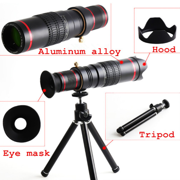 2018 New Arrive Universal 22 Times Monocular HD Telephoto Telescope Zoom External Mobile Phone Lens With Tripod Full Set 20PCS