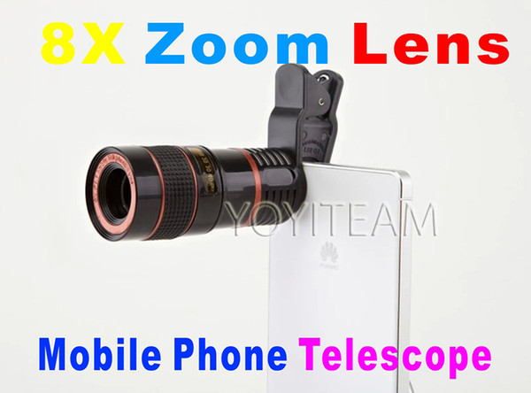 mobile phone universal telescope 8X zoom lens black color for iphone samsung smart phones