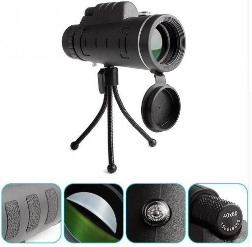 Monocular Telescope 40*60 HD Night Vision Prism Scope With Compass Phone Clip Tripod for Outdoor Activities