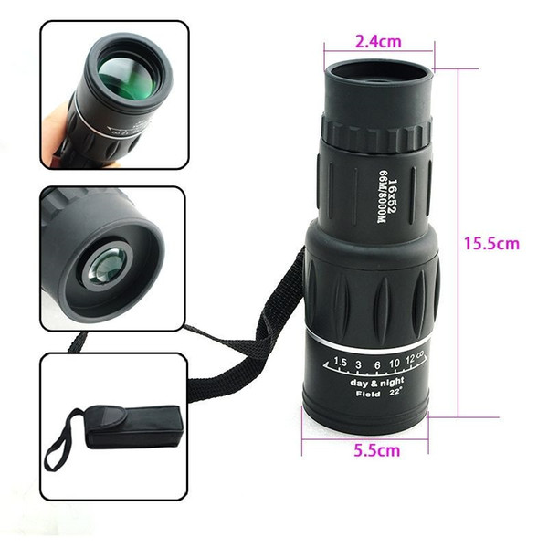 High Quality Mini 16x52 Dual for Focus Optic Lens Day Night Vision Armoring Travel Monocular Telescope Tourism Scope Binoculars