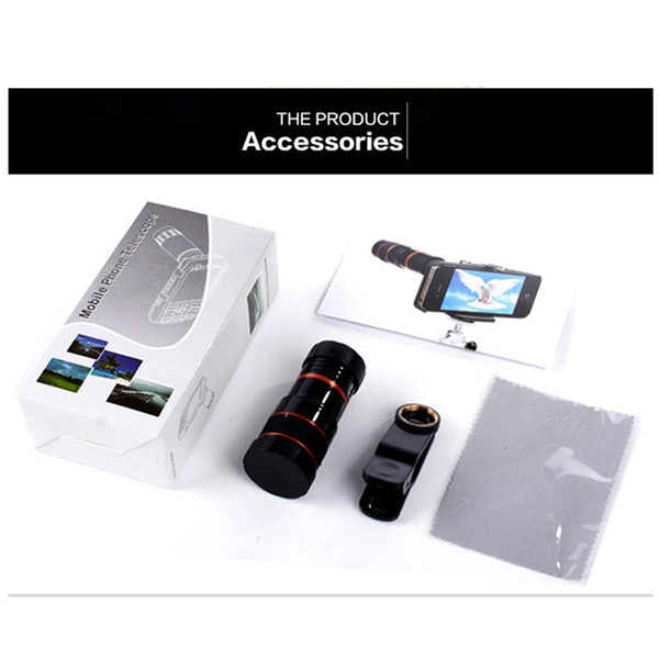 The phone telescope lens 8x amplifies the unni panoramic optical camera lens len and clip for Iphone mi huawei LG mobile smart phone