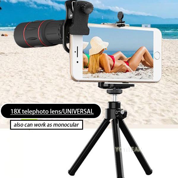 Telephoto lens with tripod 18X lens for mobile phone telescope universal zoom lens monocular