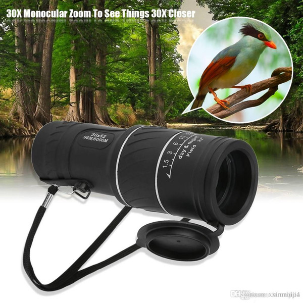 Black 30 X 52 Dual Focus Dual Green Film Powered Big Eyepiece Monocular Telescope