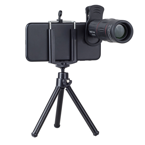 Universal 18X Telescope Magnification Zoom Mobile Phone Monoculars Telephoto Camera Lens With Clip Tripod For iPhone for Samsung Xiaomi