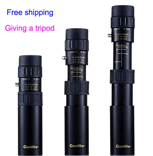 All metal telescopic 10-90 times pocket mini monocular telescope high hd night free send a tripod top Brand Qanliiy