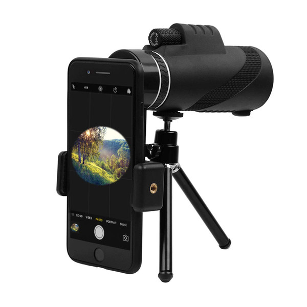 Monocular Telescope, High-powered BAK4 Prism FMC Lens Waterproof Scope with Smartphone Adapter Tripod for Travel,Concert,Sports Etc Black