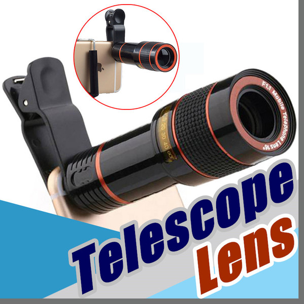 Telescope Lens 8x Zoom unniversal Optical Camera Telephoto len with clip for Iphone Samsung HTC Sony LG mobile smart cell phone