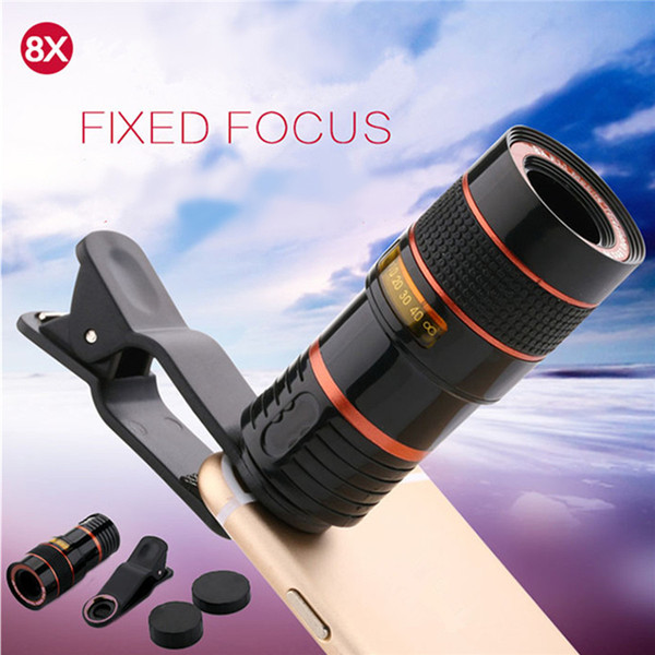 Universal 8X Zoom HD Optical Telescope Lens Digital Zoom With Clip for Samsung for HTC Mobile Cell Phone Camera Black Portable