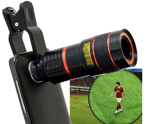 Telescope Lens 8x Zoom unniversal Optical Camera Telephoto len with clip for Iphone Samsung HTC Sony LG mobile smart cell phone