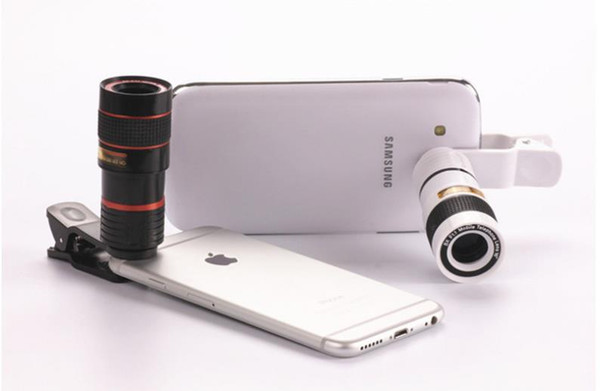 top quanlity Telescopes eClouds Universal Phone Lens 8X Zoom Telescope Camera Telephoto Lenses For iPhone x 8 Samsung Galaxy S6 S7 S8 a796