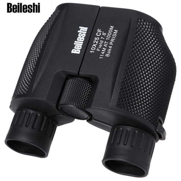 Beileshi 10x25 HD Binoculars Telescope Portable Mini Pocket All-optical Waterproof Scopes Telescope for Tourism Hunting