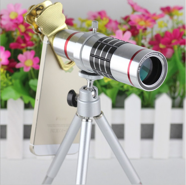 Hot Selling 18X mobile phone iphone telescope, with clip lens, samsung apple, general, long focus lens and three feet cell phone telescope