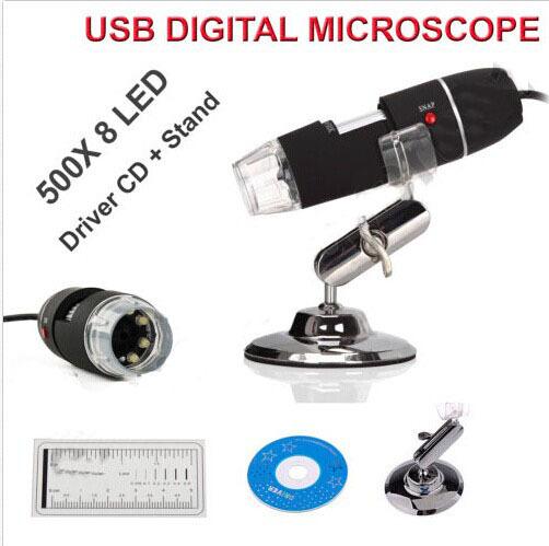 USB 8 LED Digital 50X-500X Microscope 2 MP Video Camera Endoscope magnifying glass for Industrial testing (textile) measurement