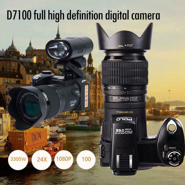 Digital Camera 33MP Auto Focus Professional SLR Camera Telephoto Lens Wide Angle Lens Appareil Photo Bag Tripod POLO D7100