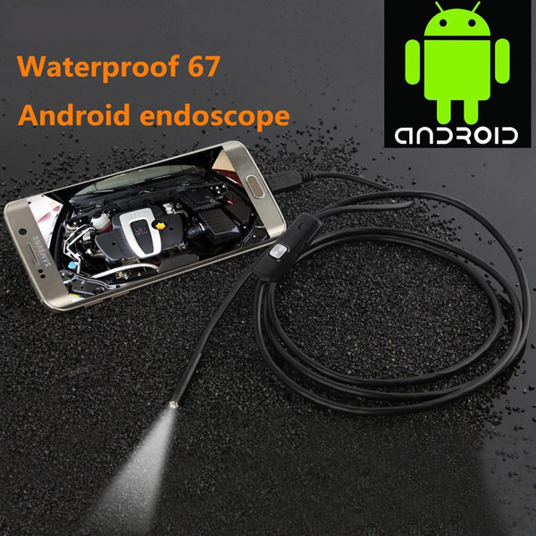 Cewaal 7mm Lens 1M Android Phone Endoscope IP67 Waterproof Inspection Borescope Tube HD 6 LED Pipe Snake video Camera with OTG