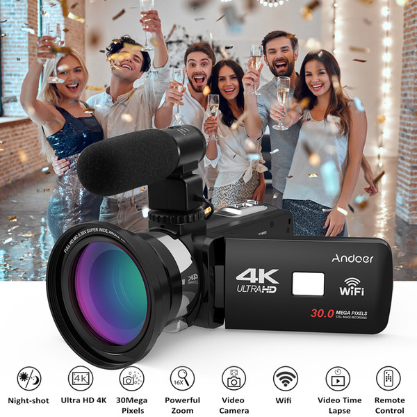 Andoer 4K Ultra HD WiFi Digital Video Camera Camcorder DV 16X Zoom 3.0