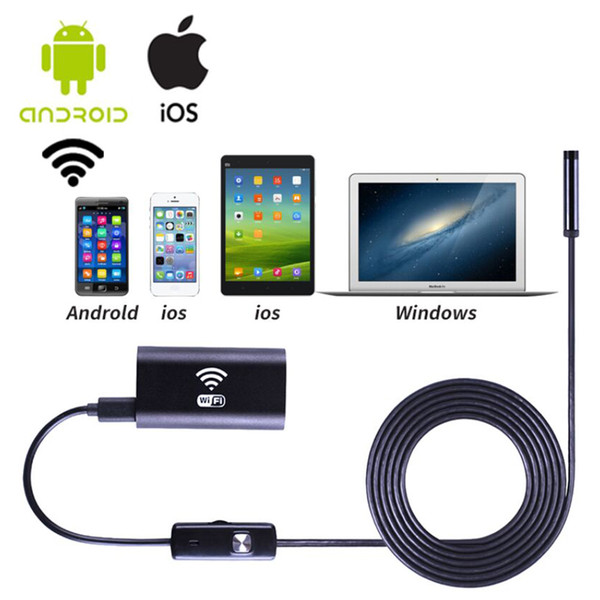 1M 2M 3.5M 5M IOS Android Wifi Endoscope 8mm Lens 6 LED Waterproof Borescope Inspection Camera 720P Snake Tube Pipe Mini Cameras