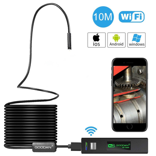 Wireless Inspection Camera, 1200P HD Wifi Endoscope With 2.0 Megapixels Snake Borescope For Iphone Android Smartphone, Ipad, PC - (33.5FT)