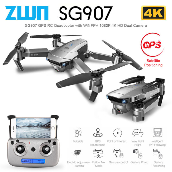 ZWN SG907 SG901 GPS RC Quadcopter with Wifi FPV 1080P 4K HD Dual Camera Optical Flow Drone Follow Me Mini Dron VS SG106 E502S T191016