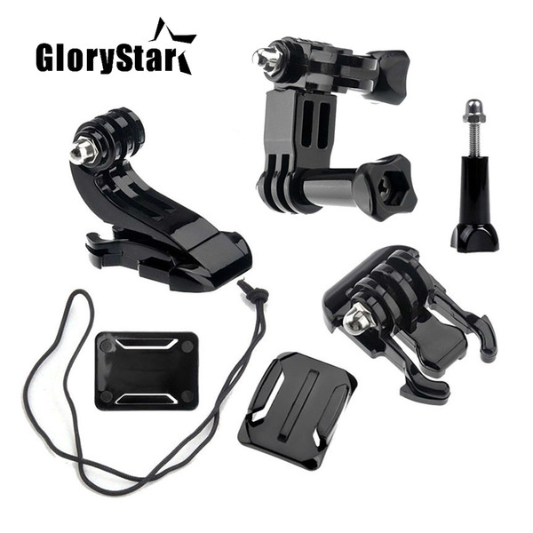 Front Side Helmet Accessories Set J-shaped Buckle Base Support Mount For GoPro Hero 5 6 3 4 Xiaomi Yi 4K SJCAM Go Pro Kits