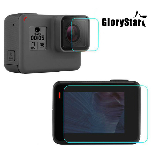 GloryStar Tempered Protector Cover Case For GoPro Go pro Hero5 Hero6 Hero 5 6 Black Camera Lens LCD Screen Clear Protective Film