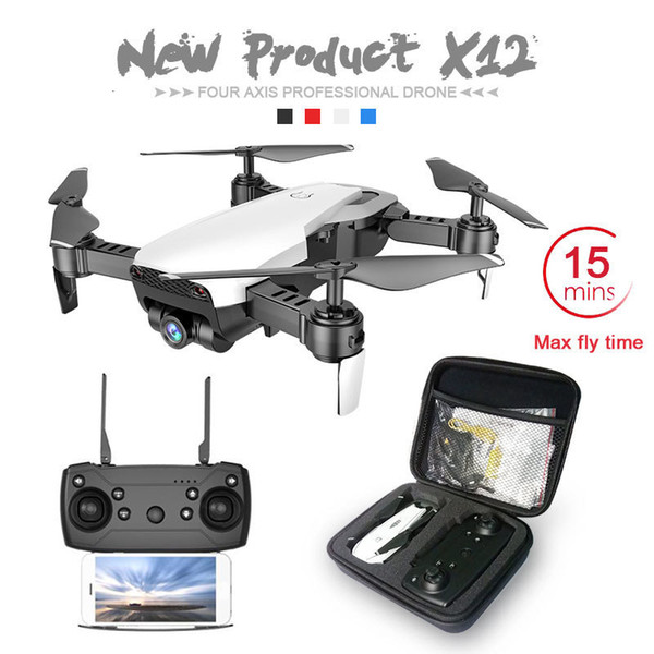 Newest X12 With 0.3mp/2mp Wide Angle Hd Wifi Camera Fpv Mini Drone Rc Helicopter Hight Hold Quadcopter Vs E58 E511 M69 Dron T190621