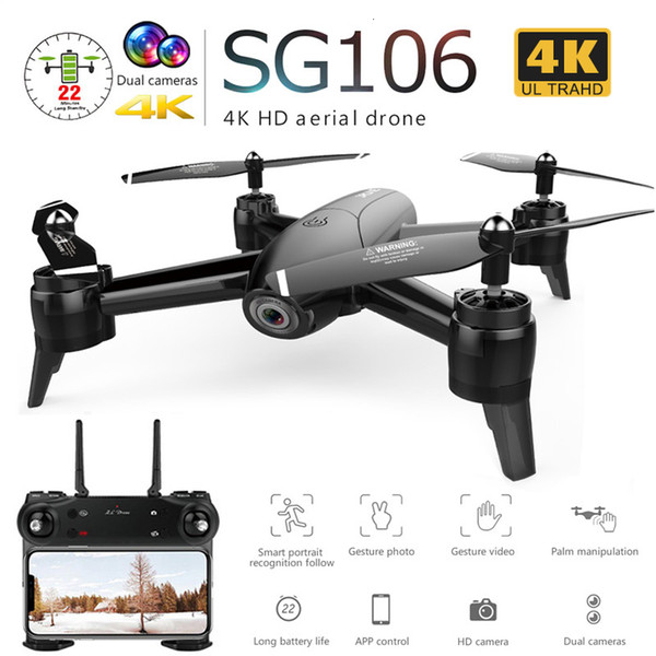 SG106 Drone with Dual Camera 1080P 720P 4K WiFi FPV Real Time Aerial Video Wide Angle Optical Flow RC Quadcopter Helicopter Toys T191016