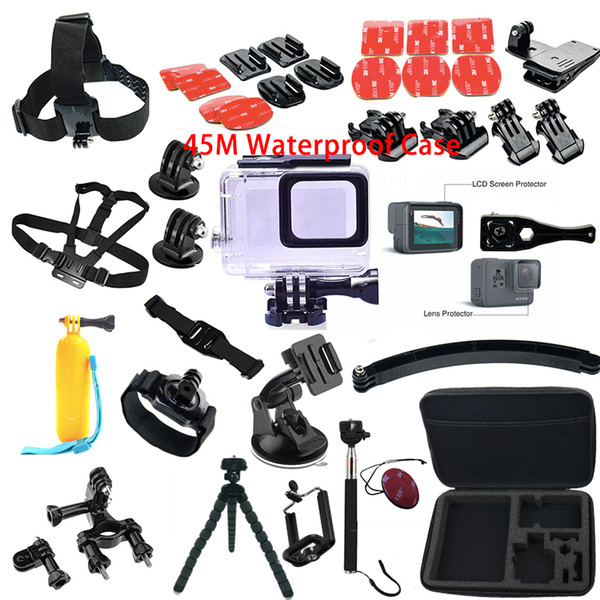 Freeshipping For GoPro accessories set GPro hero 5 waterproof protective case chest mount Monopod hero 5 tripod