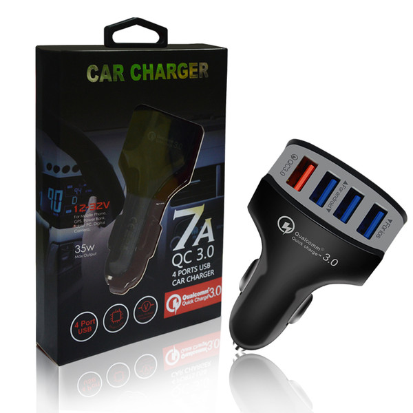 Quick Charge 3.0 Car Charger Adapter 7A QC3.0 Turbo Fast Charging Car-charger 4 USB Car Mobile Phone Charger for iPhone 8 7 X google pixel 2