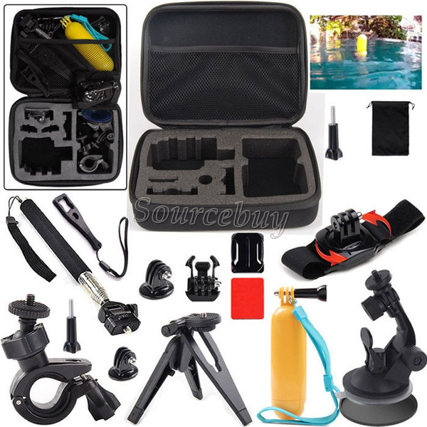 Action Camera GoPro Accessories Set Go pro Remote Wrist Strap 13-in-1 Travel Kit Accessories + shockproof carry case sports camera Hero 3 4