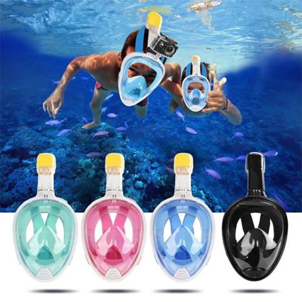 Swimming Diving Breath Full Face Mask Surface Snorkel Scuba for GoPro Action Sport Camera Sj4000S/M/L/XL