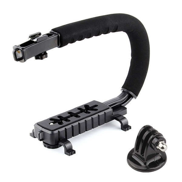 Black U Shape Flash Bracket Stand Grip Holder + Tripod Mount Adapter For Go Pro Hero 4 3+ 3 2 DSLR Camera