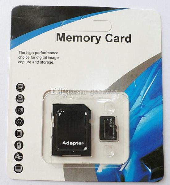 100% Real 8GB Micro SD Card full 8GB Memory Transflash TF SDHC Card Genuine 8GB w/Adapter package 30pcs