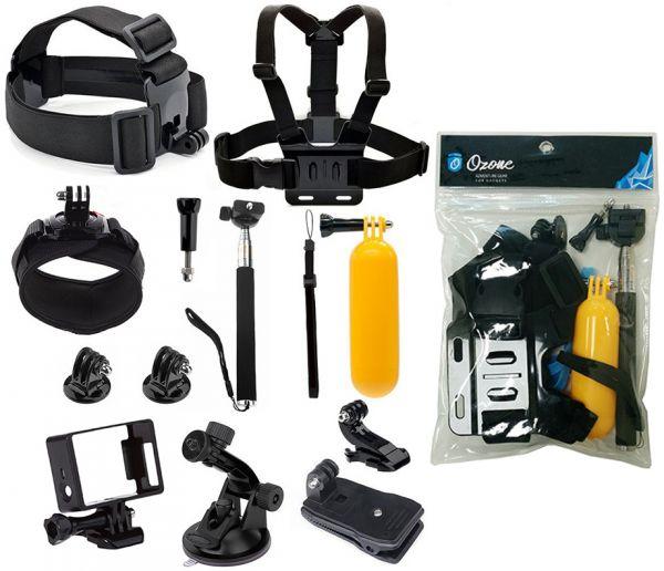 11 in 1 Action Cam accessories kit Headband Chest strap Buoyancy stick Wrist band Suction cup holder Backpack clip