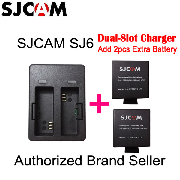 Wholesale- New Arrived - Original SJCAM Brand SJ6 LEGEND Dual-Slot Battery Travel Charger for SJ6 Legend Sports DV Camera