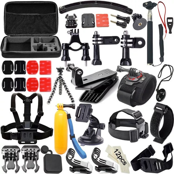 50 in 1 GoPro Accessories Set Go pro Remote Wrist Strap 50-in-1 Travel Kit Accessories + shockproof carry case sports camera Hero