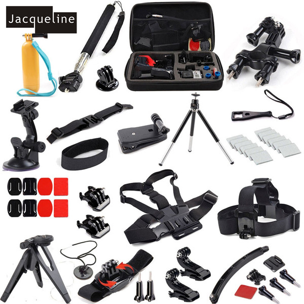 Freeshipping Accessories kit sets Black Silver Kit Outdoor Sports Bundle Kit For GoPro Hero 5 Hero 4 3+ 3 2 1/SJCAM/EKEN